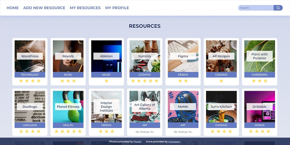 Resource Wall Project Screenshot